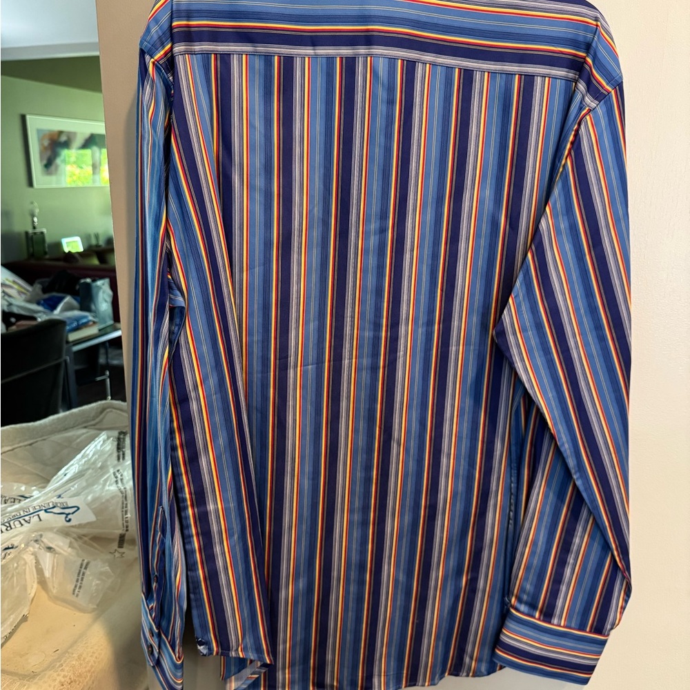 Robert Graham Blue and Orange Casual Button Down Shirt